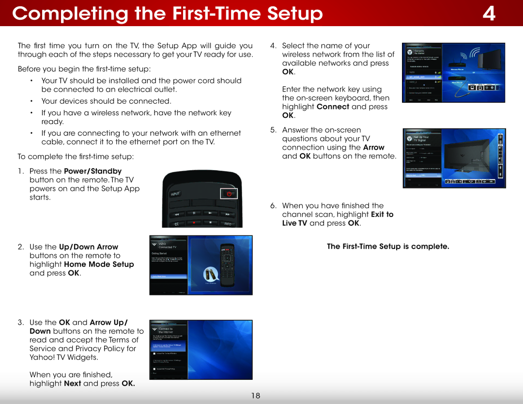 Vizio E707I-A3E user manual Completing the First-Time Setup 