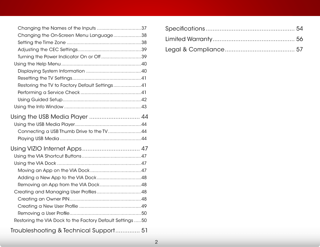 Vizio E707I-A3E user manual Using the USB Media Player 