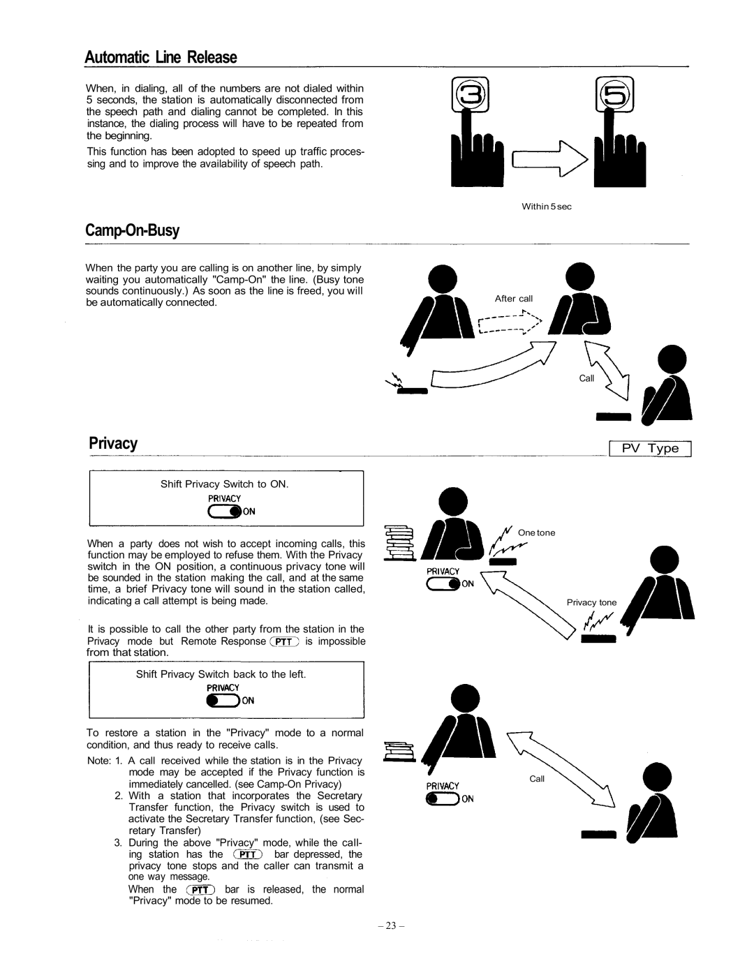 Vizio EXES-6000 CP-64 operating instructions Automatic Line Release, Camp-On-Busy, Privacy 