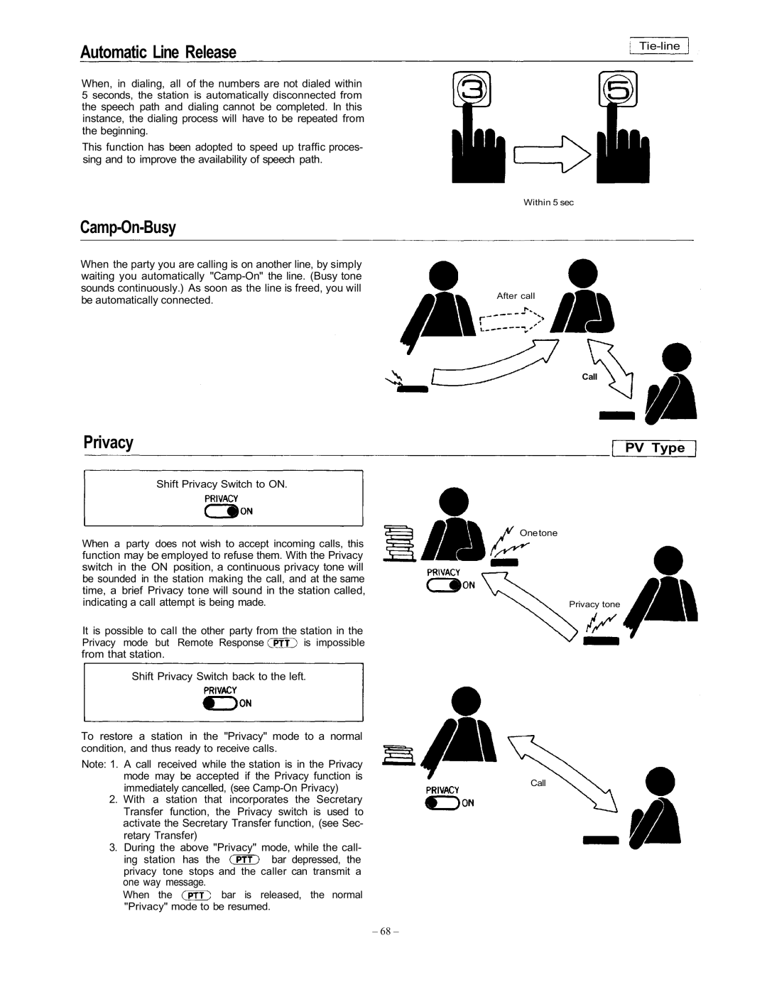 Vizio EXES-6000 CP-64 operating instructions Camp-On-Busy, Privacy 