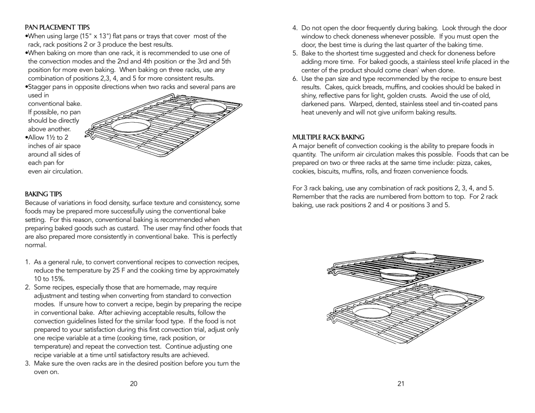 Vizio F20024B specifications Pan Placement Tips 