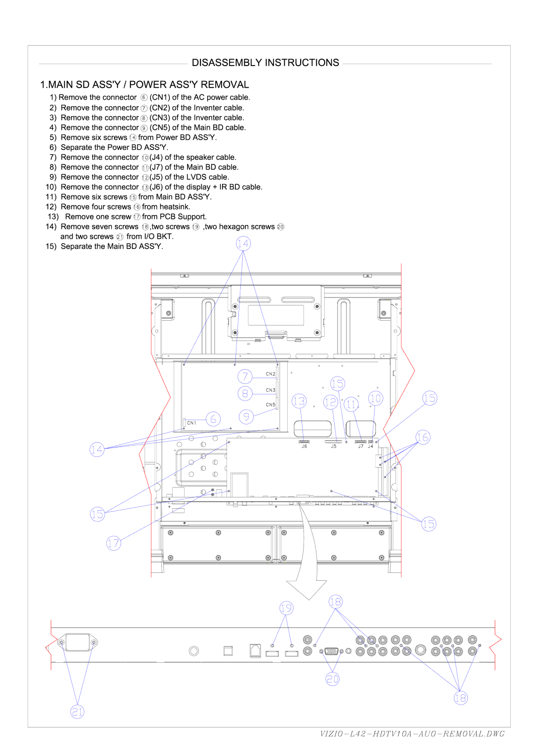 Vizio GV42L HDTV, L42HDTV10A service manual 