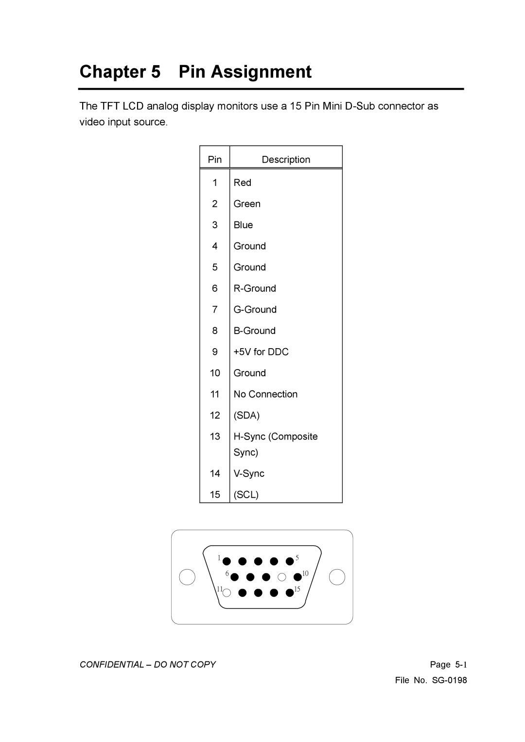 Vizio L42HDTV10A, GV42L HDTV service manual Pin Assignment 