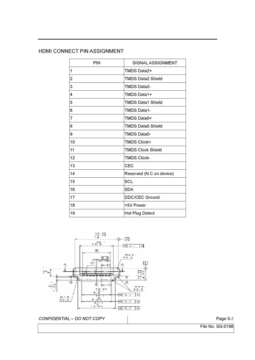 Vizio GV42L HDTV, L42HDTV10A service manual Hdmi Connect PIN Assignment 