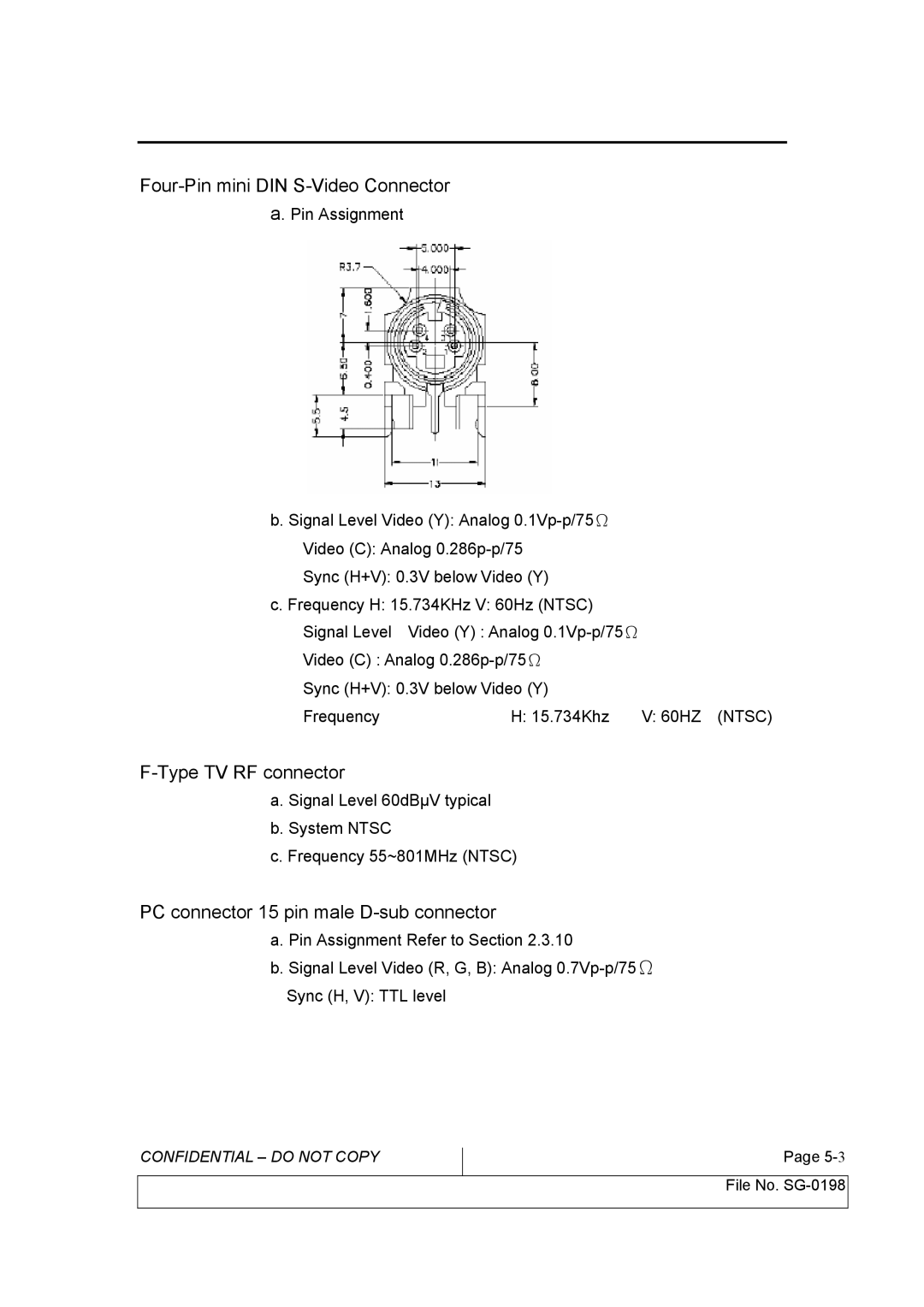 Vizio L42HDTV10A, GV42L HDTV service manual Type TV RF connector 