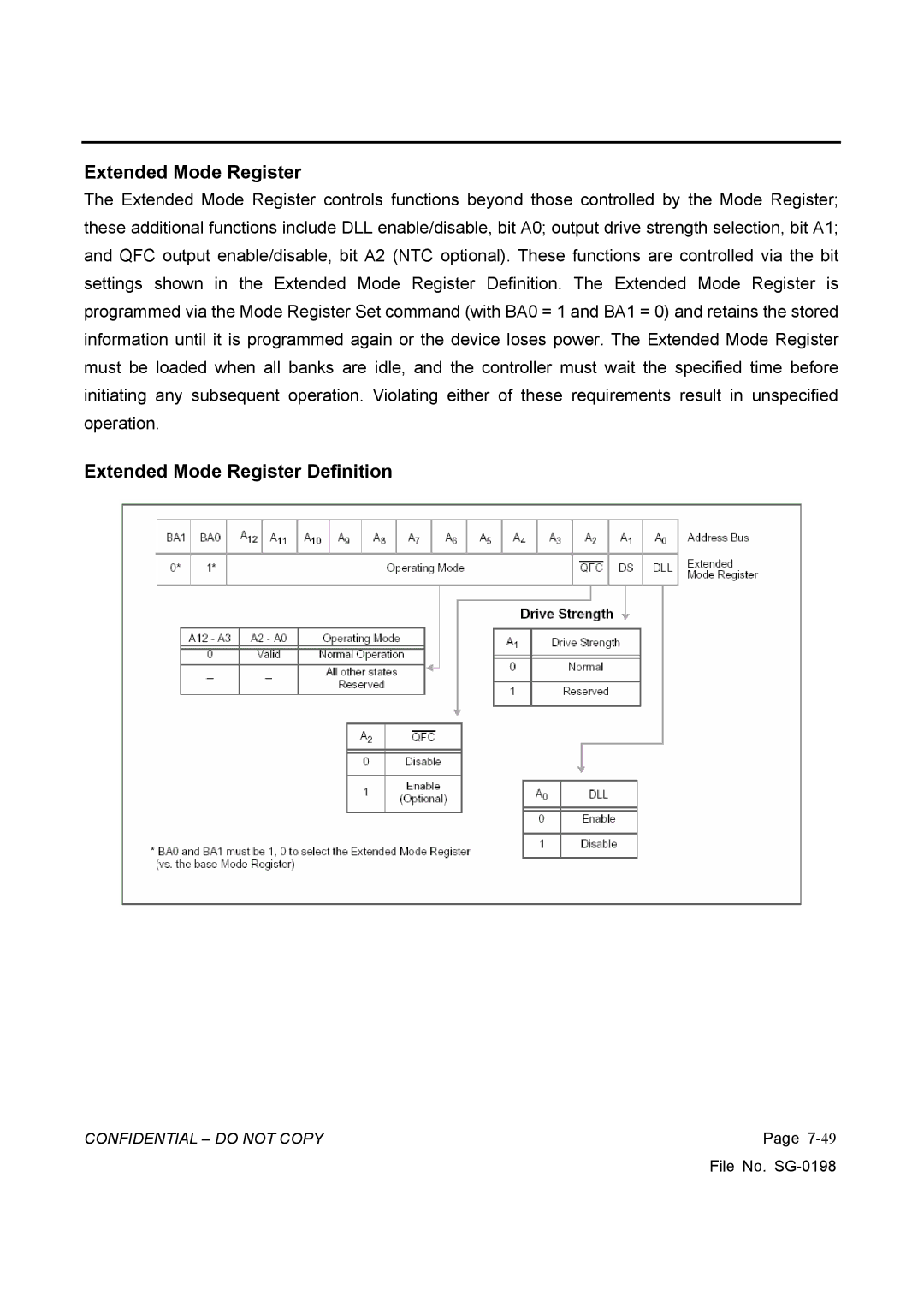 Vizio GV42L HDTV, L42HDTV10A service manual Extended Mode Register Definition 