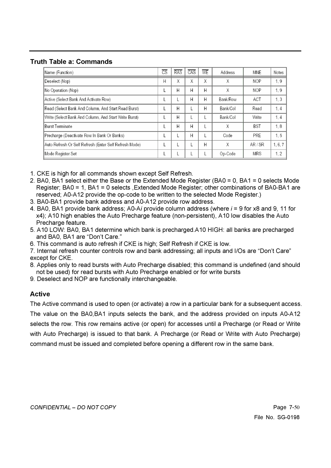 Vizio L42HDTV10A, GV42L HDTV service manual Truth Table a Commands, Active 