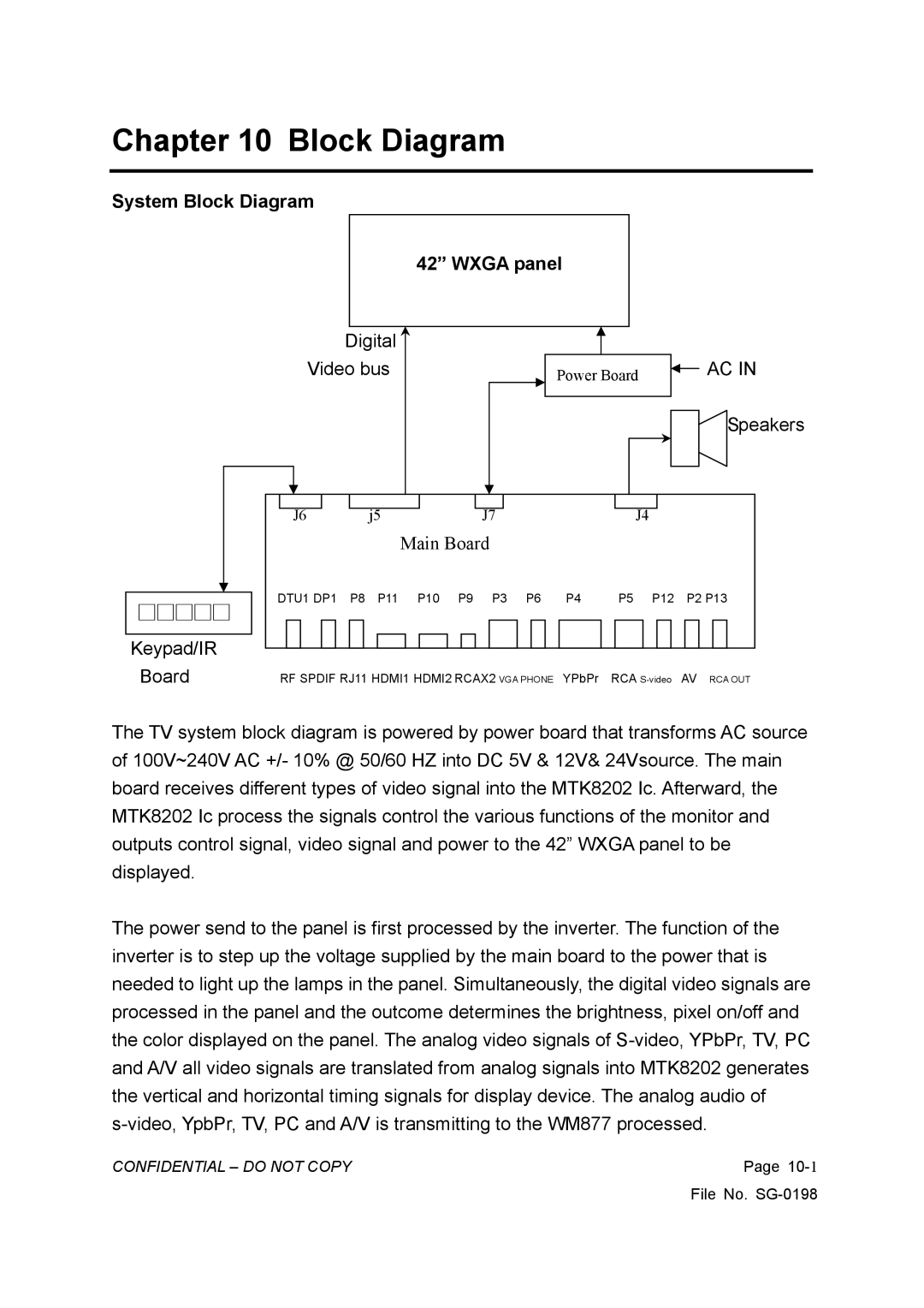 Vizio GV42L HDTV, L42HDTV10A service manual System Block Diagram Wxga panel 