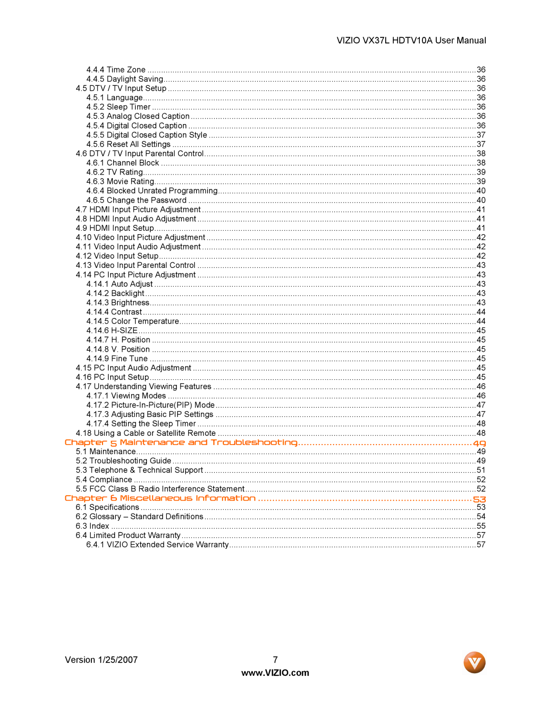 Vizio HDTV10A user manual Maintenance and Troubleshooting 