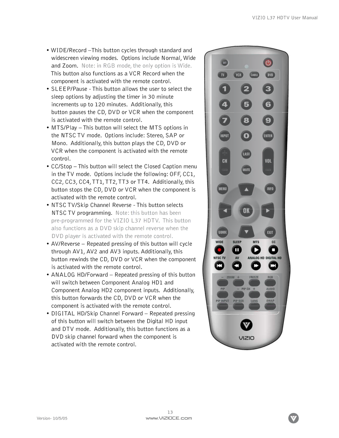 Vizio L37 manual 