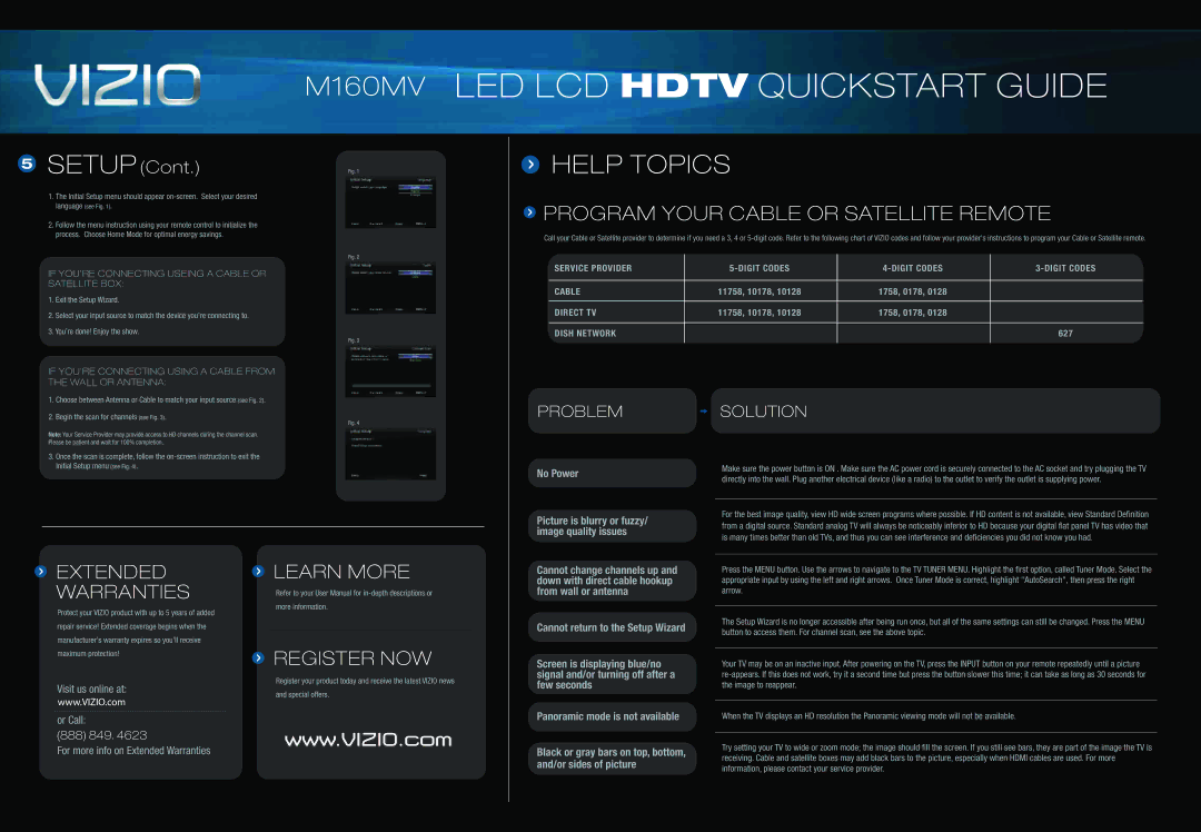 Vizio user manual M160MV LED LCD Hdtv Quickstart Guide 