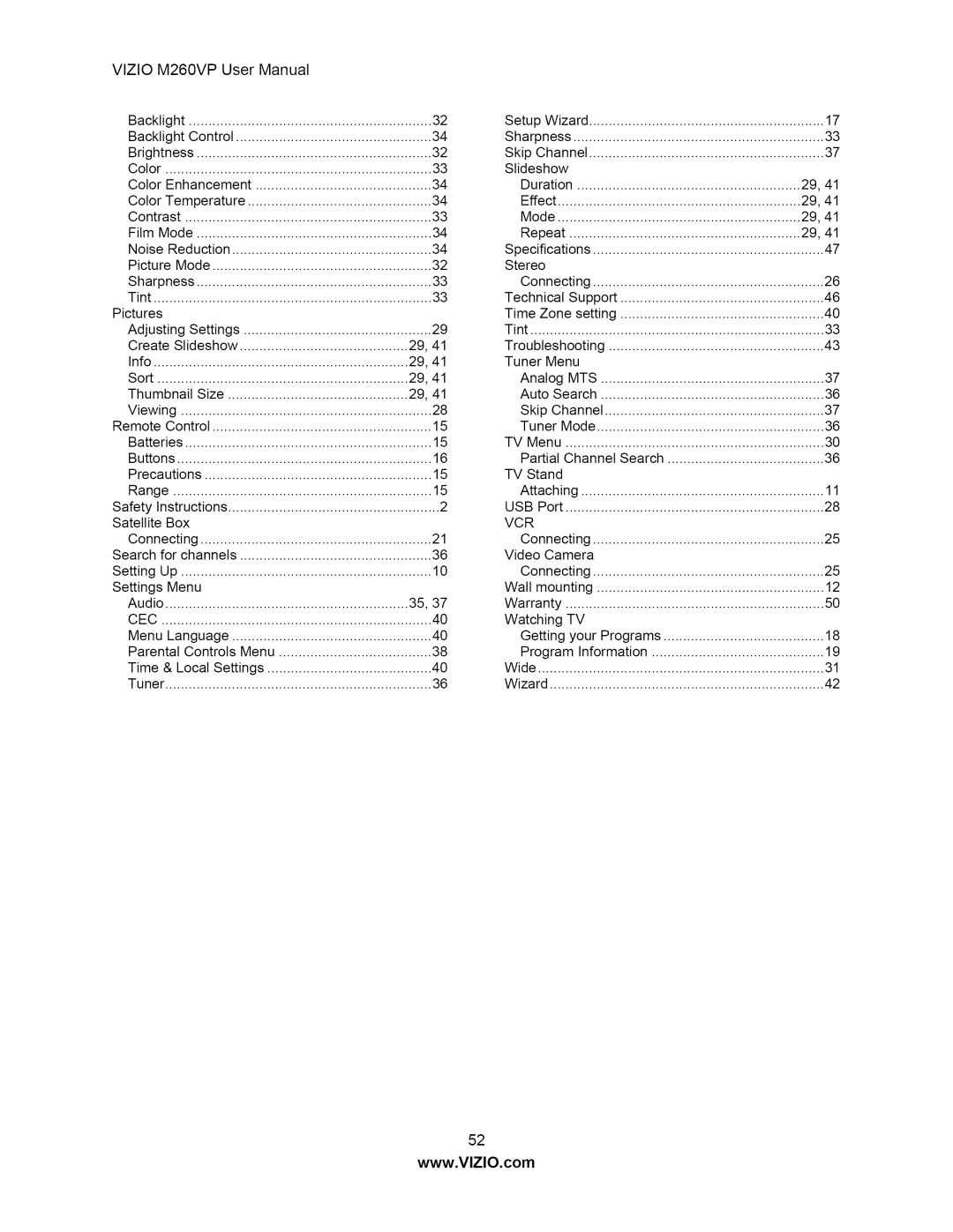 Vizio M260VP user manual Cec 