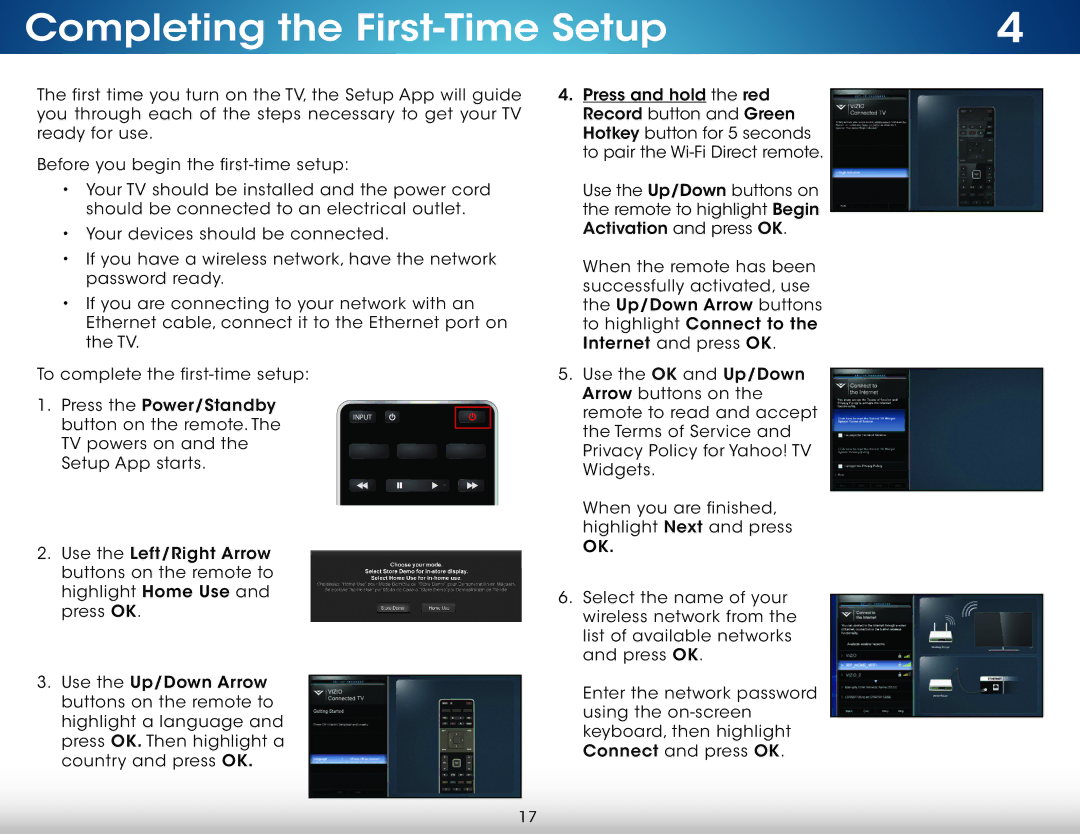 Vizio M471I-A2, M321I-A2, M321IA2, M471IA2 user manual Completing the First-Time Setup 