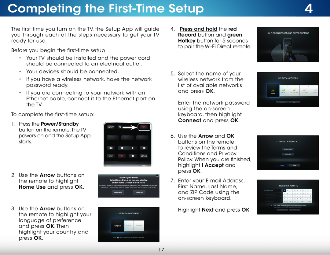 Vizio M321I-A2 user manual Completing the First-Time Setup, Powers on and the Setup App Starts 