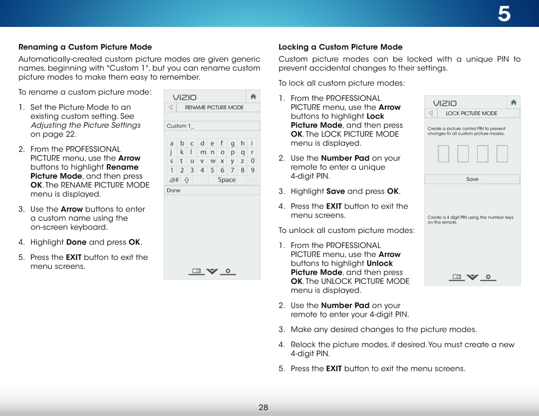 Vizio M321I-A2 user manual Lock Picture Mode 