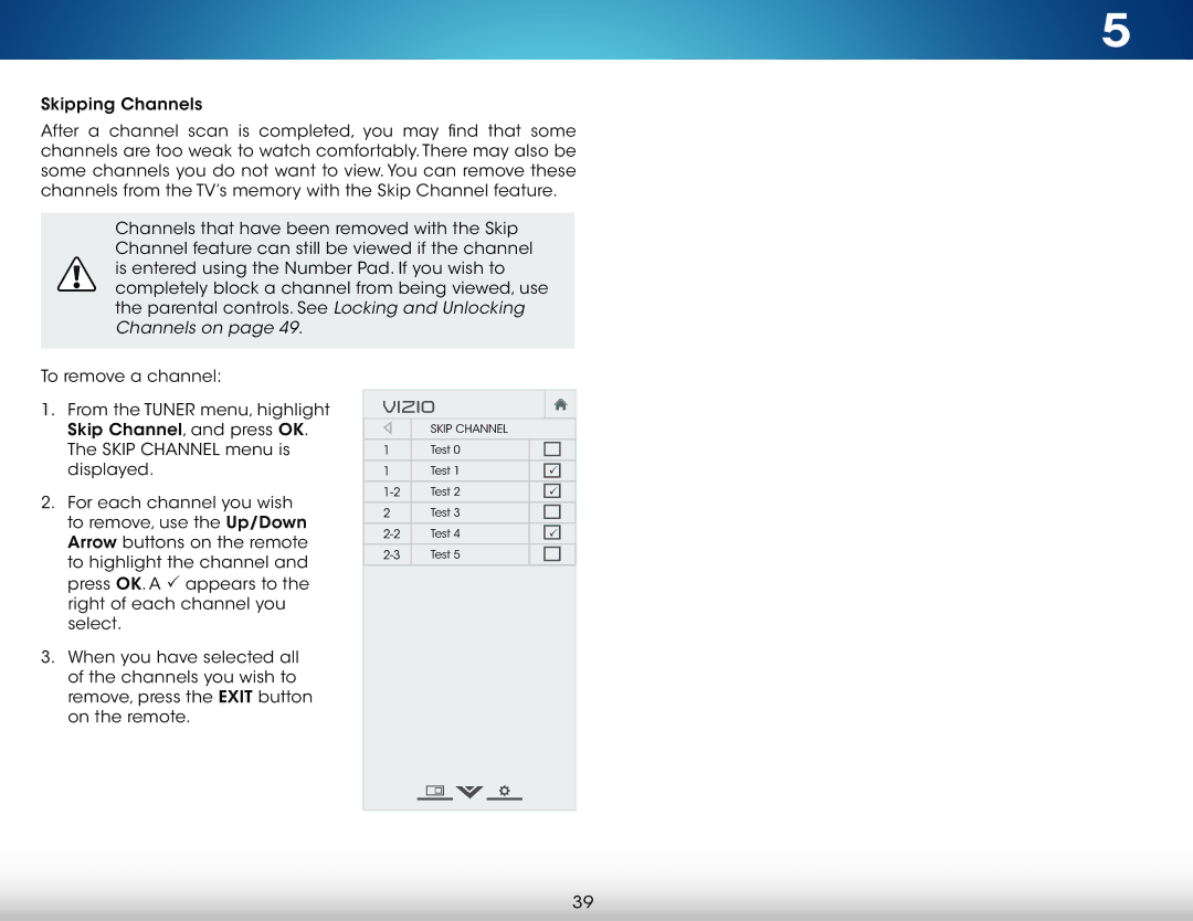 Vizio M321I-A2 user manual Skip Channel 