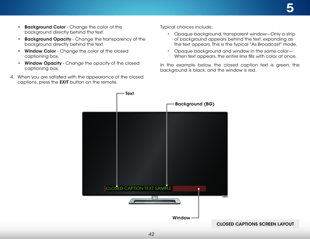 Vizio M321I-A2 user manual Closed Caption Text Sample 