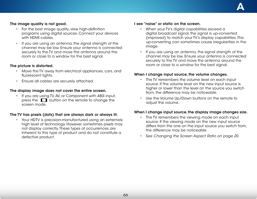 Vizio M321I-A2 user manual See Changing the Screen Aspect Ratio on 