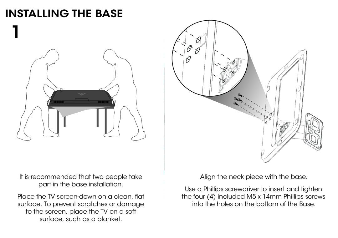 Vizio M321I-A2 quick start Installing the Base 