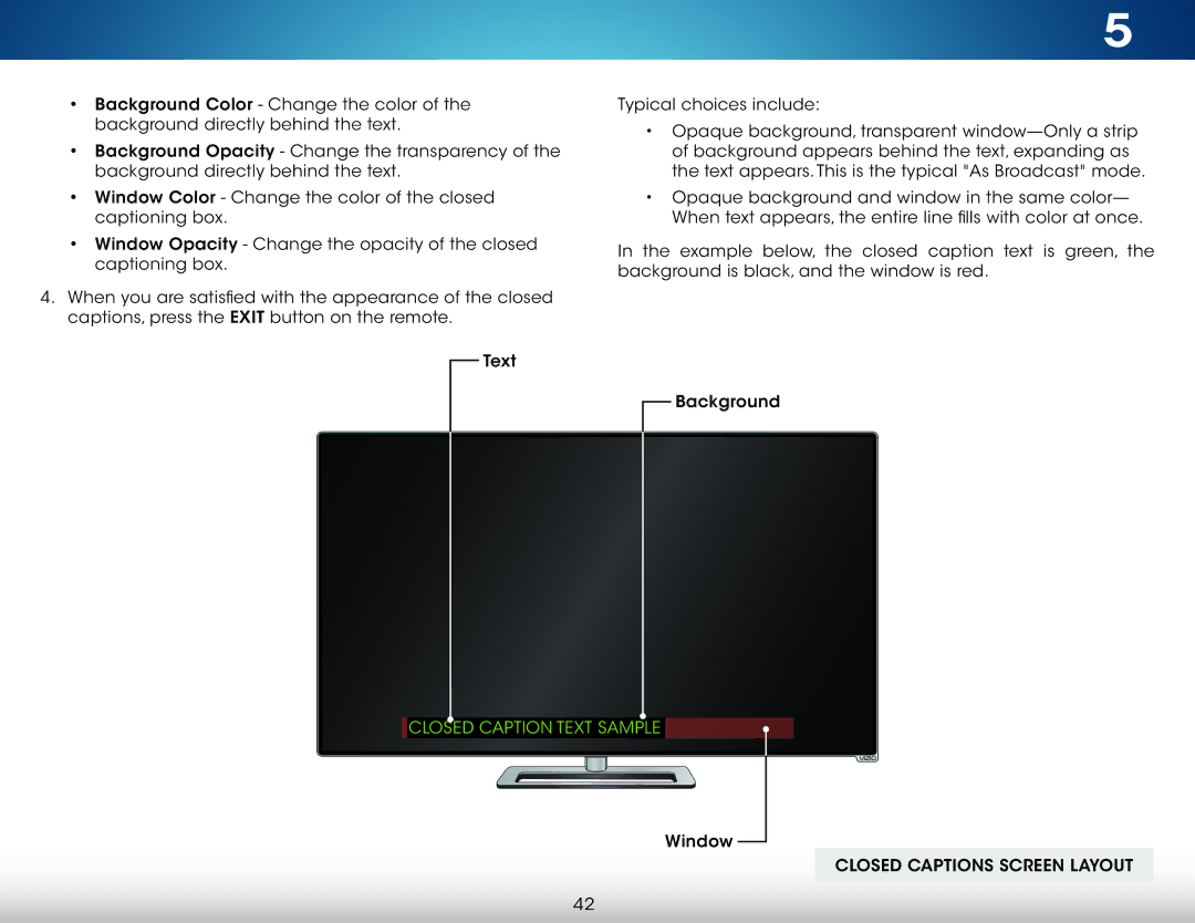 Vizio M322i-B1 user manual Closed caption text sample 