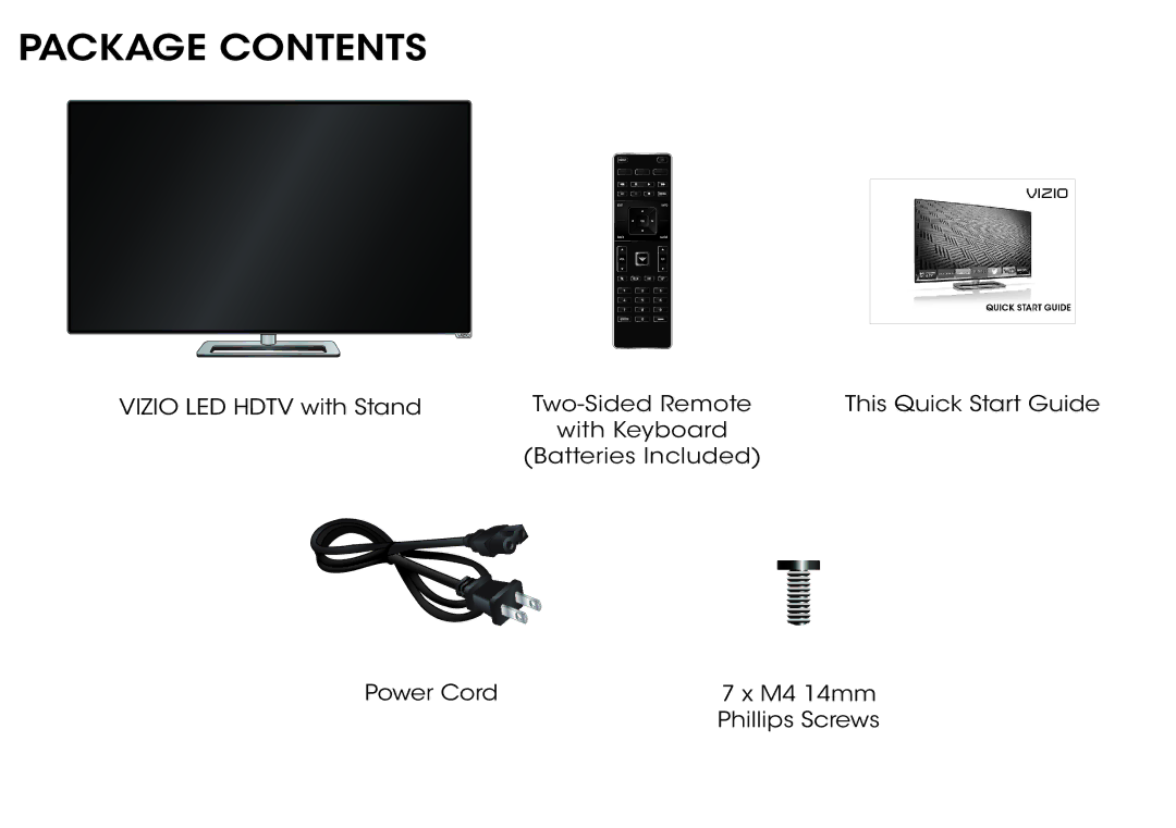 Vizio M322i-B1 quick start Package Contents 