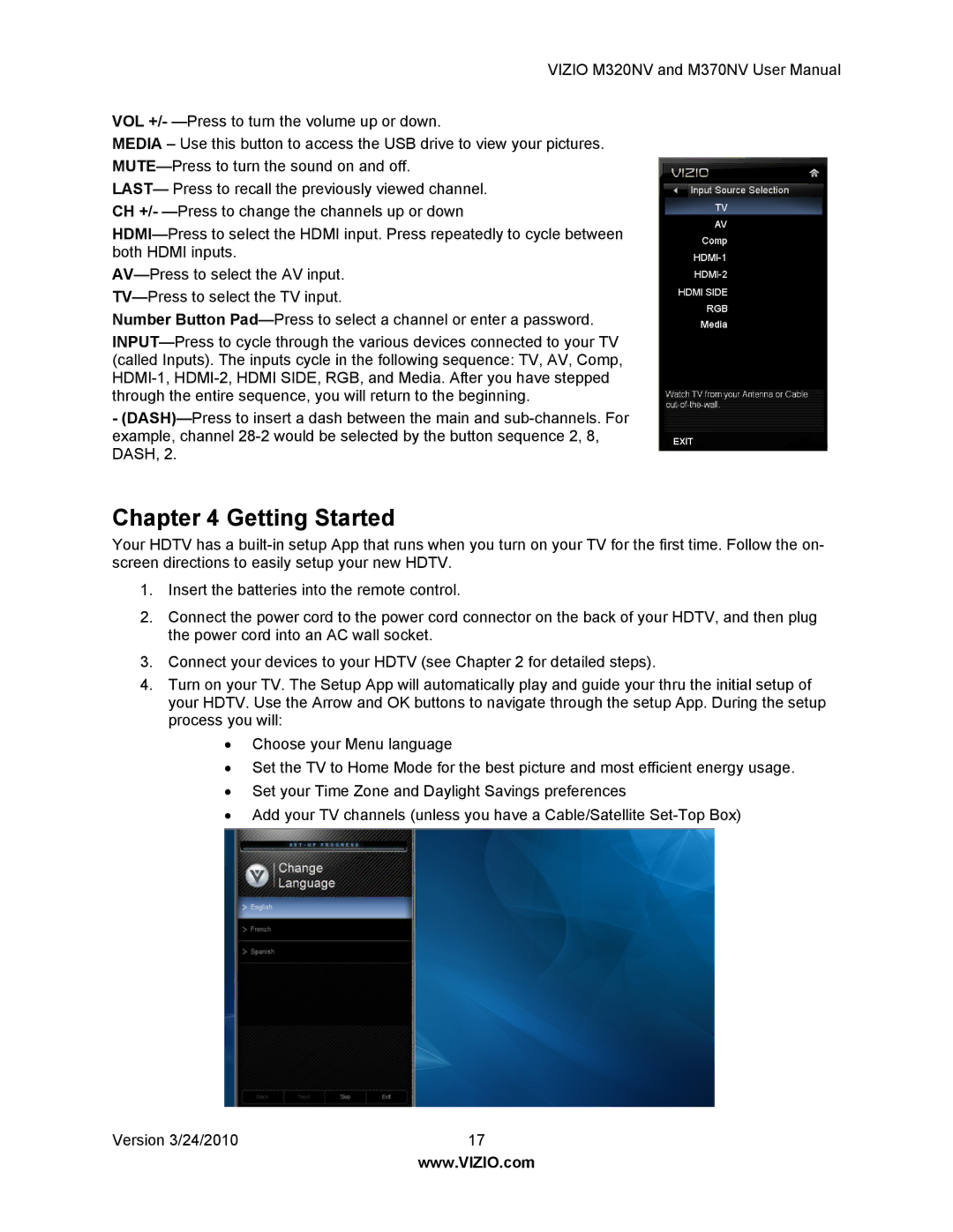 Vizio M320NV, M370NV manual Getting Started 