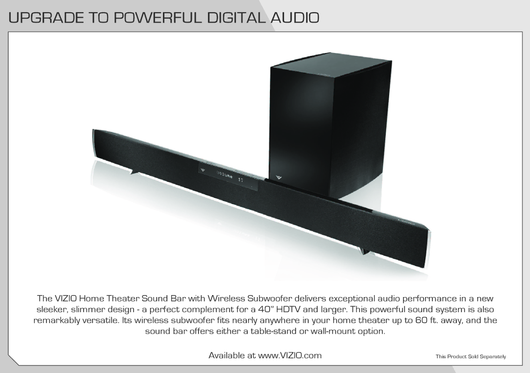 Vizio M370SL, M320SL quick start Upgrade to Powerful Digital Audio 