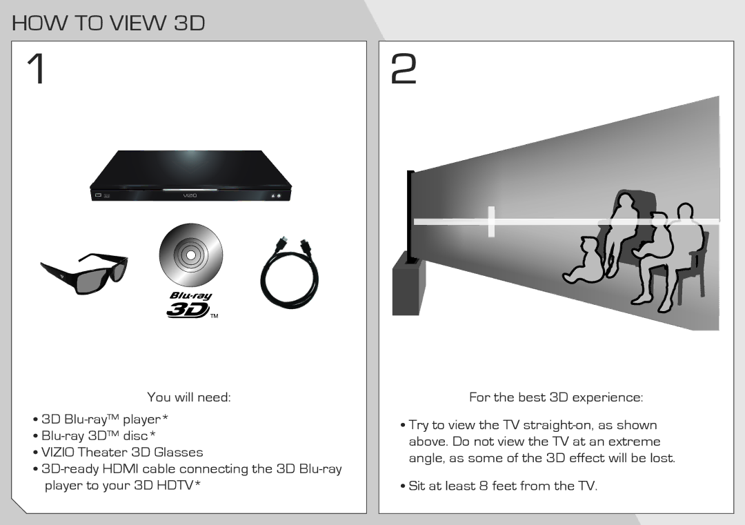 Vizio M3D470KD quick start HOW to View 3D 