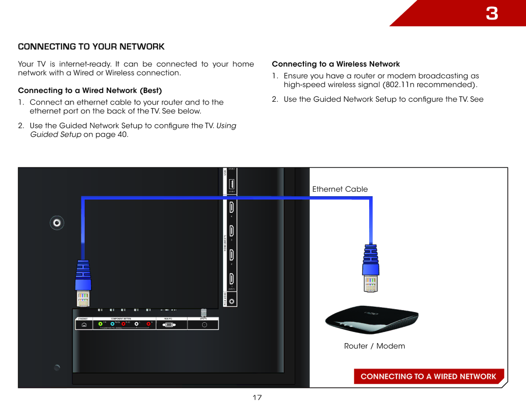 Vizio M3D470KDE, M3D550KDE warranty Connecting to your network 