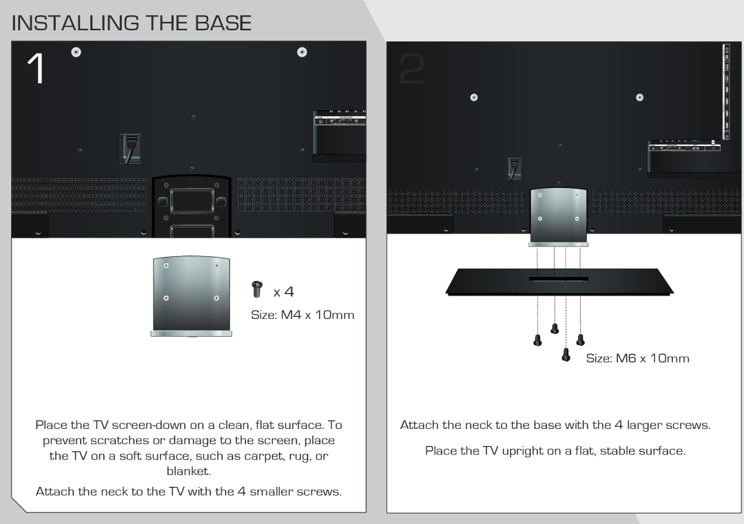 Vizio M3D550KD quick start Installing the Base 