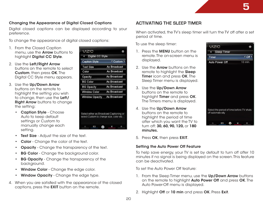 Vizio M3D550SL warranty Activating the Sleep Timer 