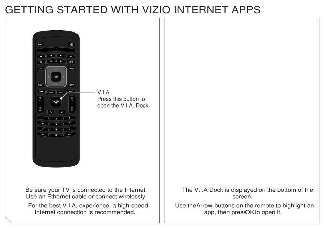 Vizio M3D550SL quick start Getting Started with Vizio Internet Apps 