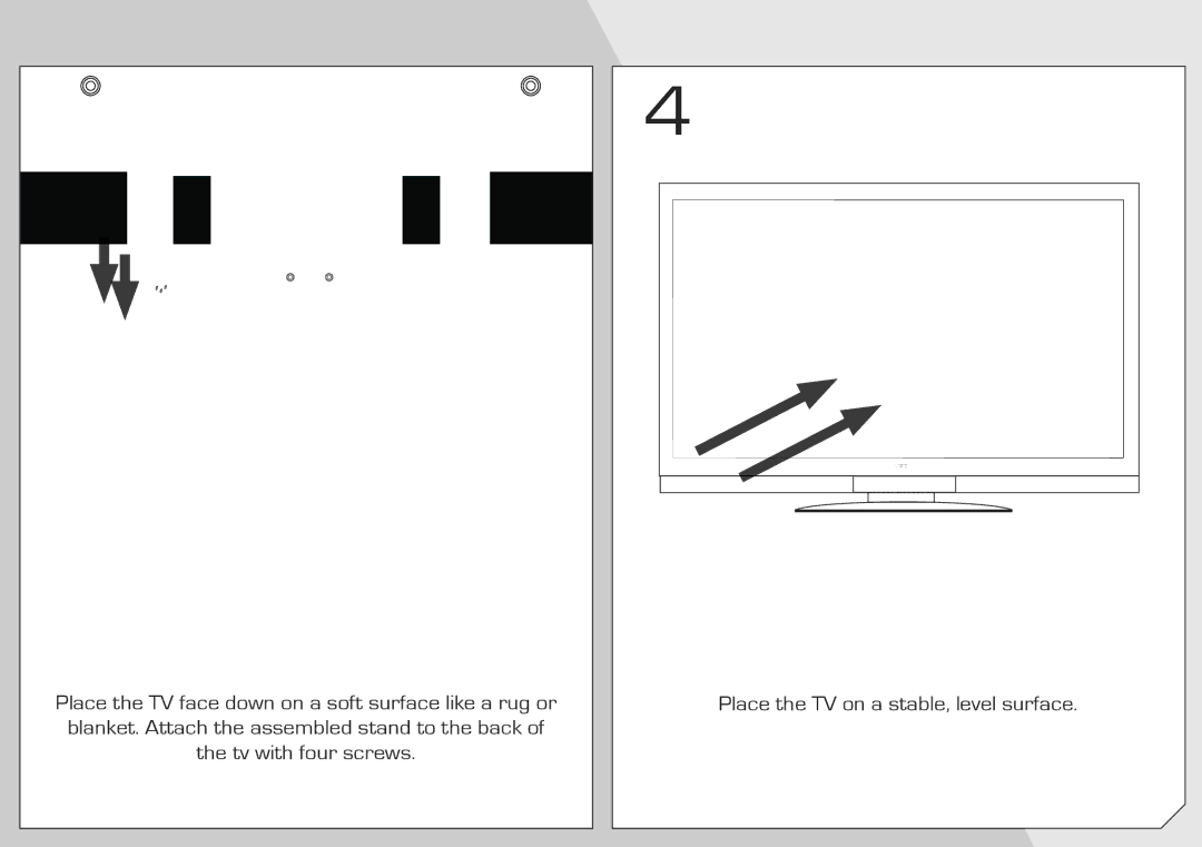 Vizio M3D650SV quick start Place the TV on a stable, level surface 