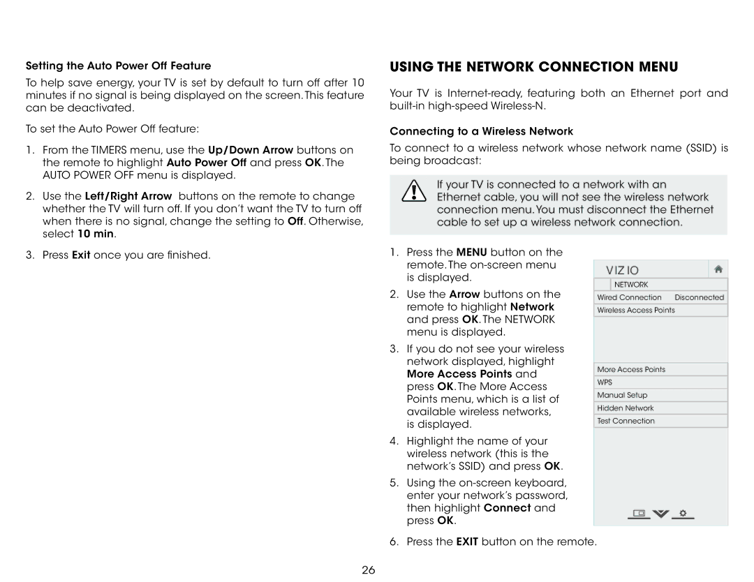 Vizio M401I-A3, M401IA3 user manual Using the Network Connection Menu 