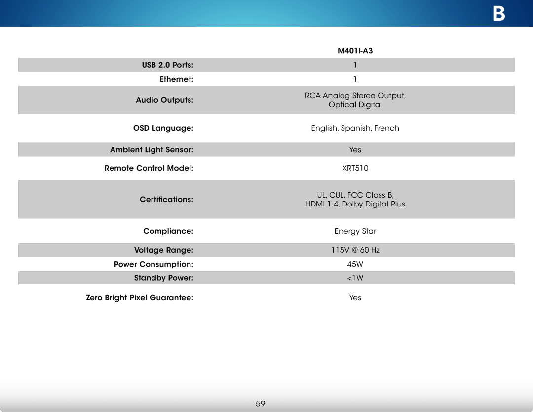 Vizio M401IA3, M401I-A3 user manual 