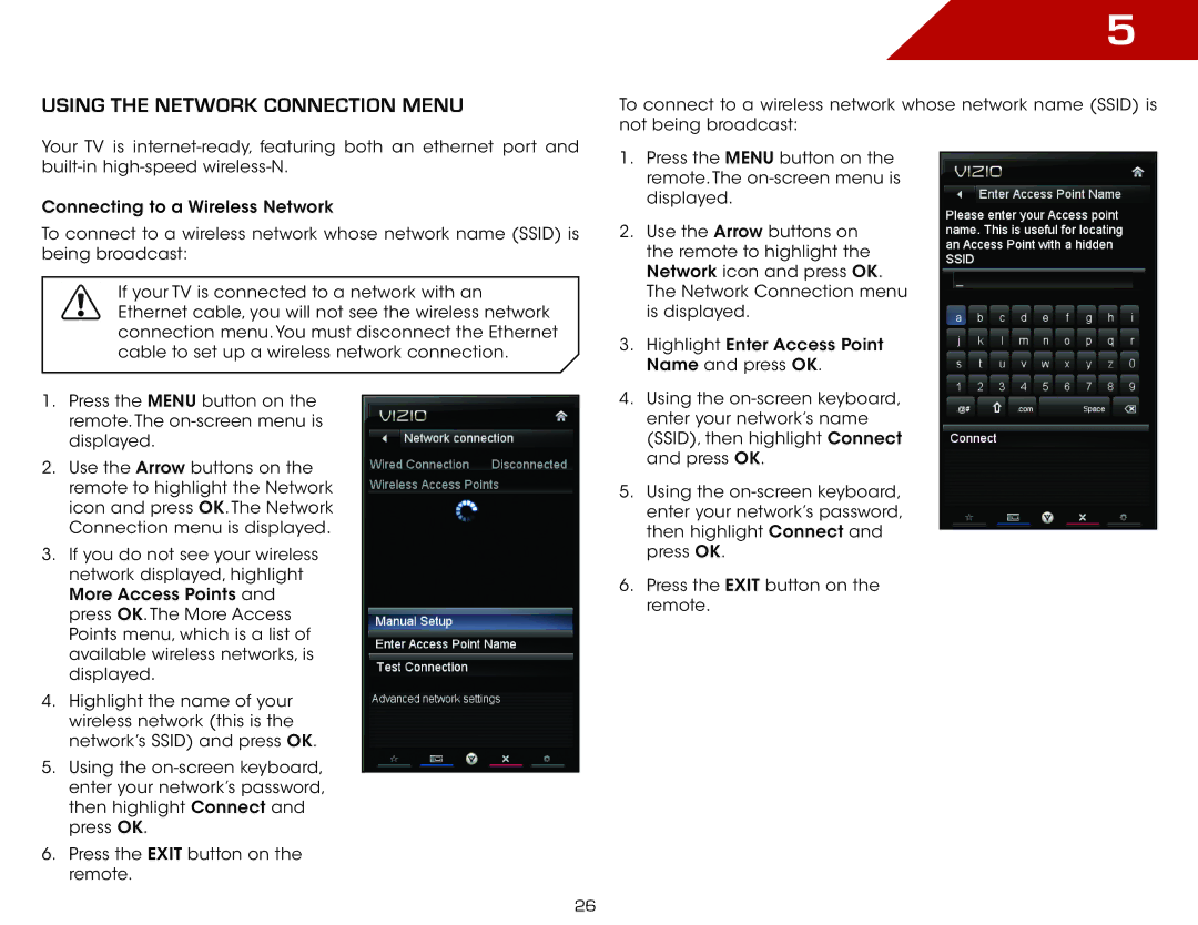 Vizio M420KD warranty Using the Network Connection Menu 