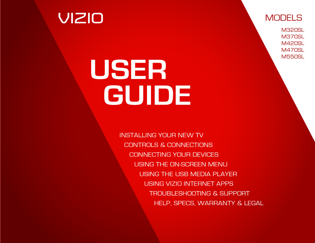 Vizio M370SL, M420SL, M320SL, M550SL, M470SL warranty User Guide 