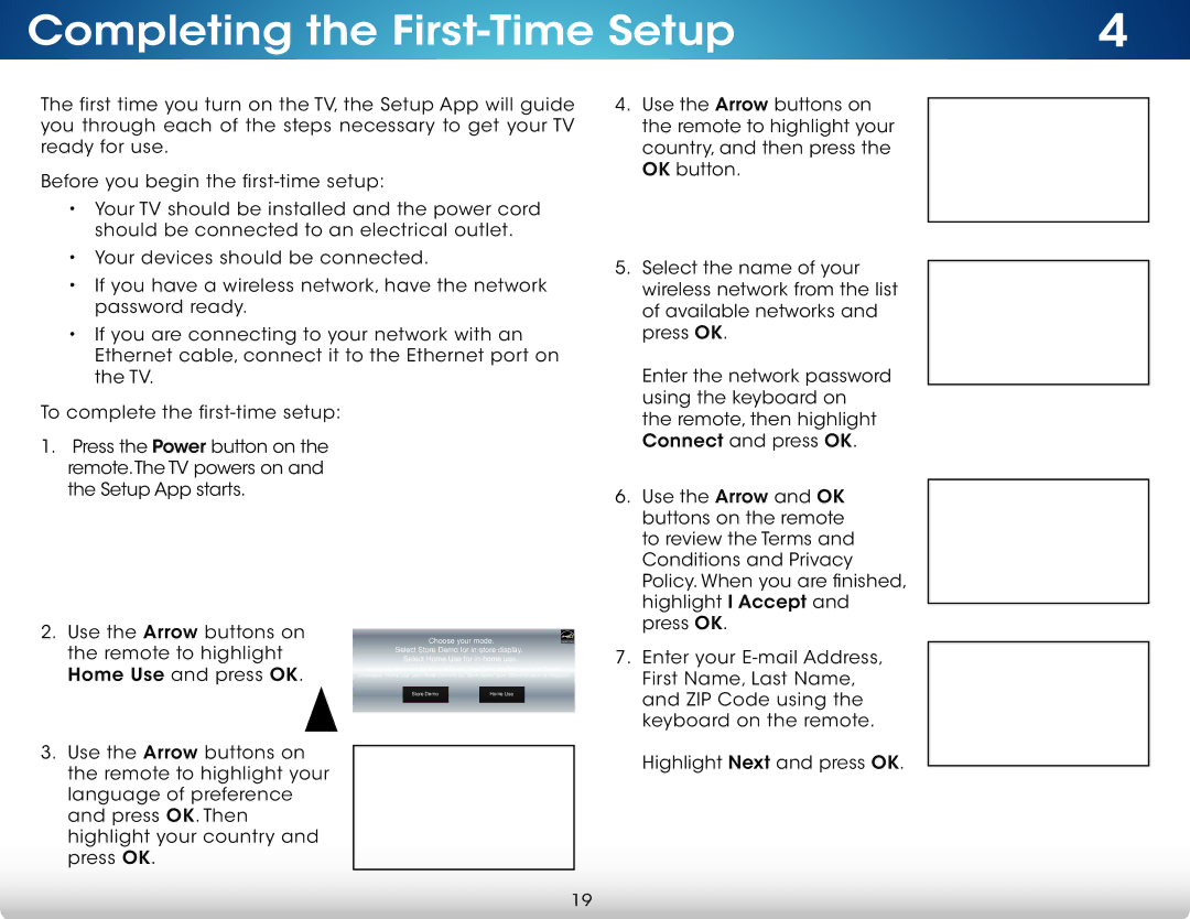 Vizio M422i-B1 user manual Completing the First-Time Setup 