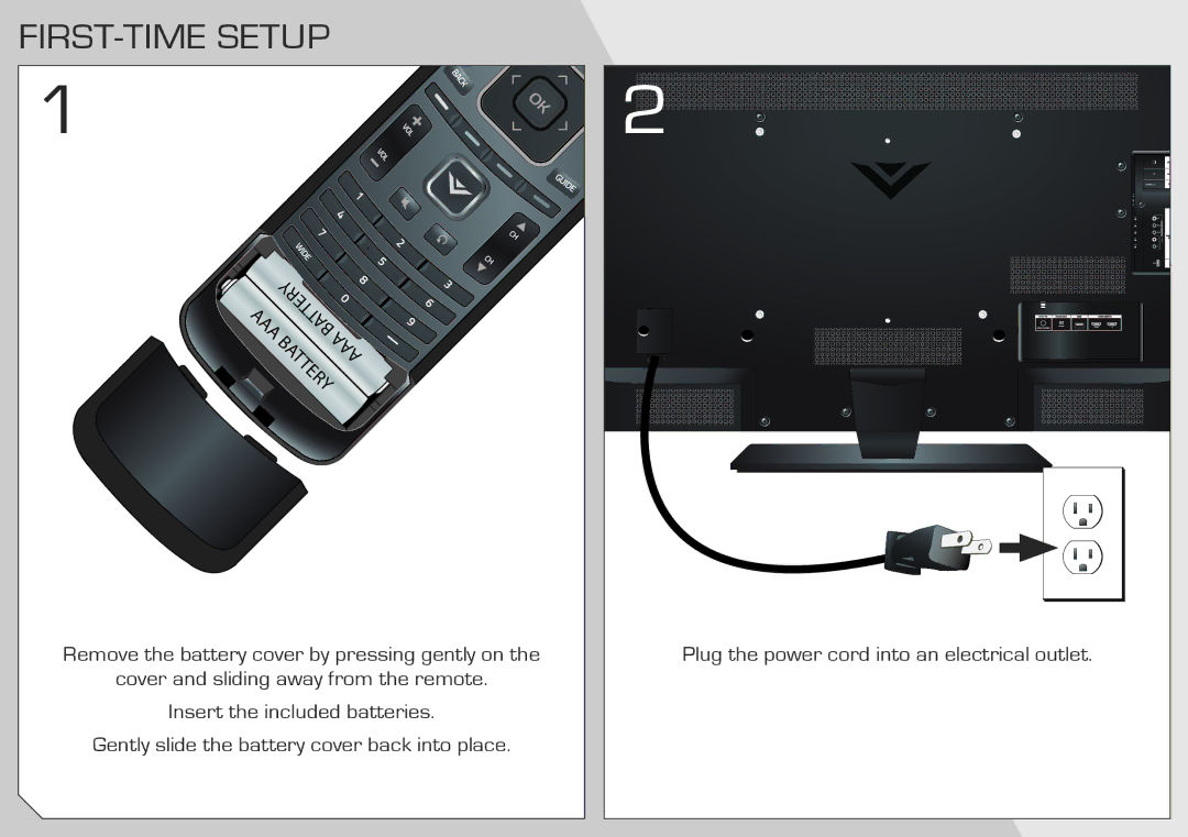 Vizio M470VSE quick start FIRST-TIME Setup, Aaabattery Batteryaaa 