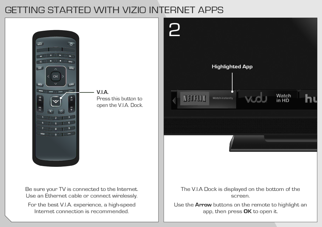 Vizio M470VSE quick start Getting Started with Vizio Internet Apps 