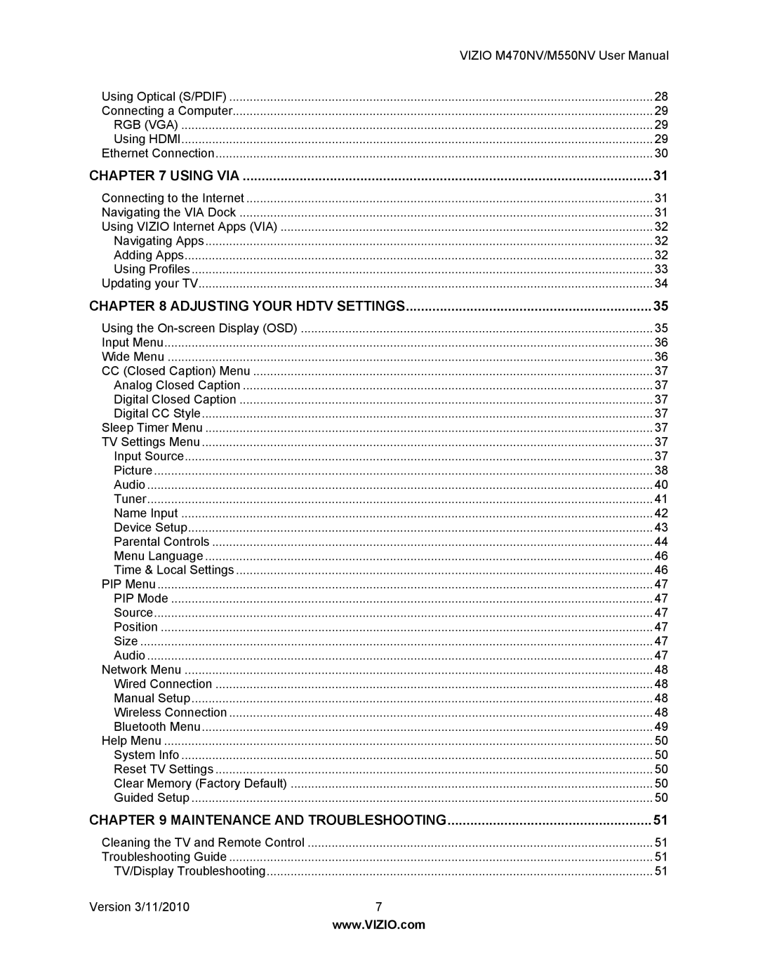 Vizio M470NV, M550NV manual Maintenance and Troubleshooting 