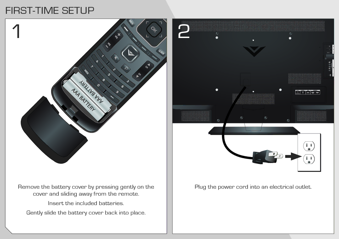 Vizio M550VSE quick start FIRST-TIME Setup, Aaabattery Batteryaaa 