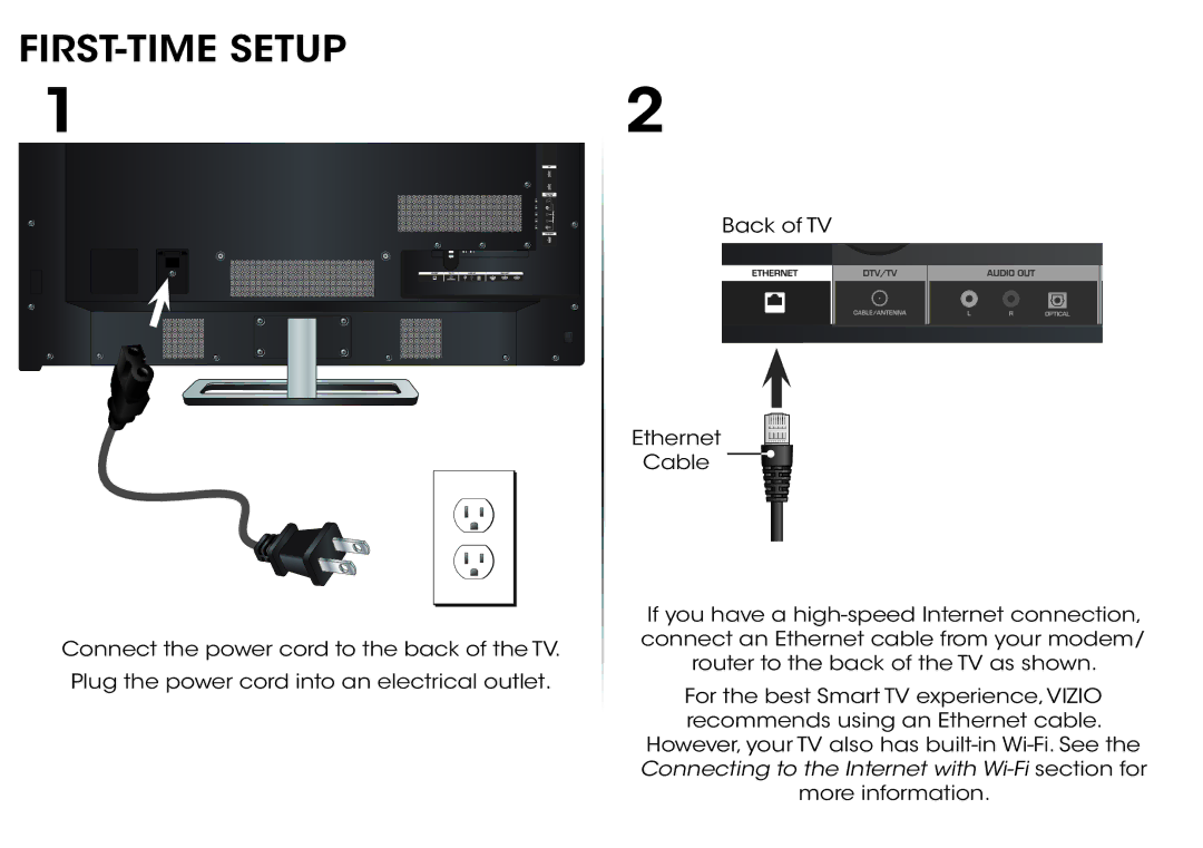 Vizio & M651d-A2, M551d-A2, M501d-A2 manual FIRST-TIME Setup 