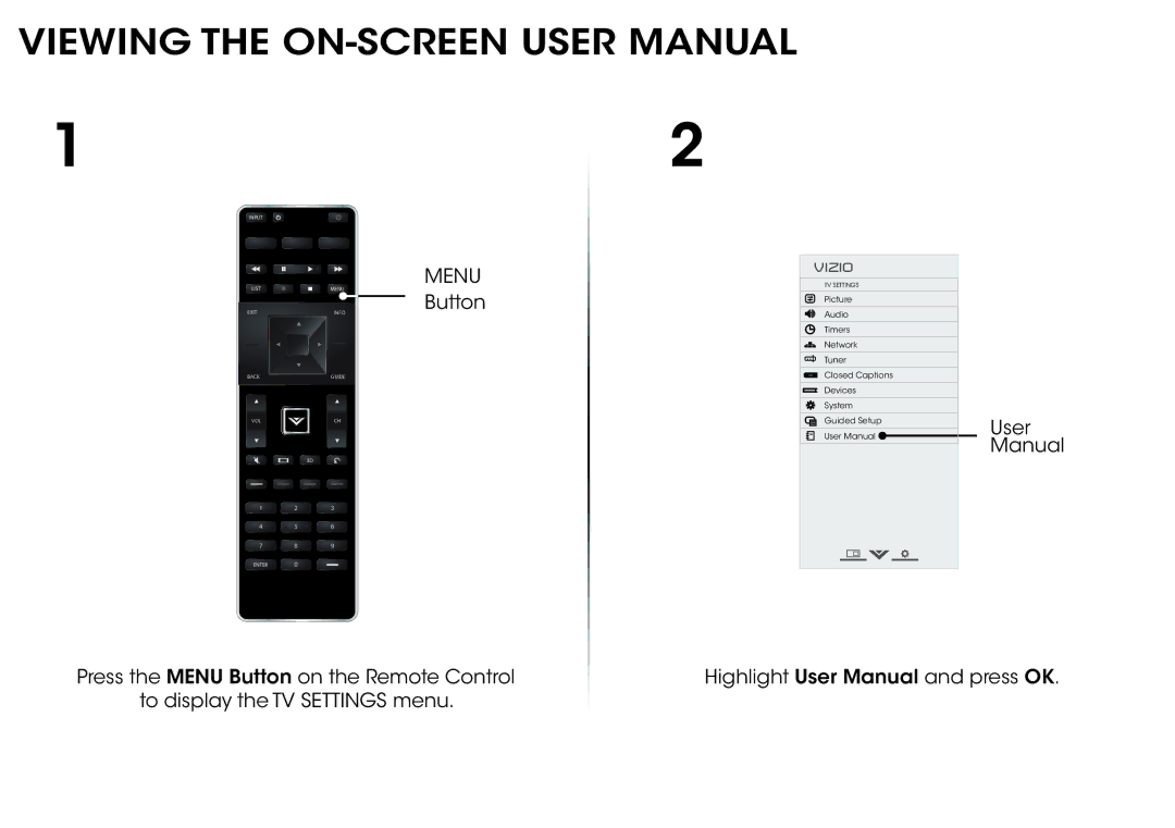 Vizio M501d-A2, M551d-A2, & M651d-A2 manual Menu Button 