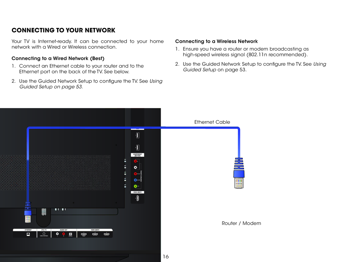 Vizio M651d-A2, M551d-A2, M501d-A2 user manual Connecting to Your Network 