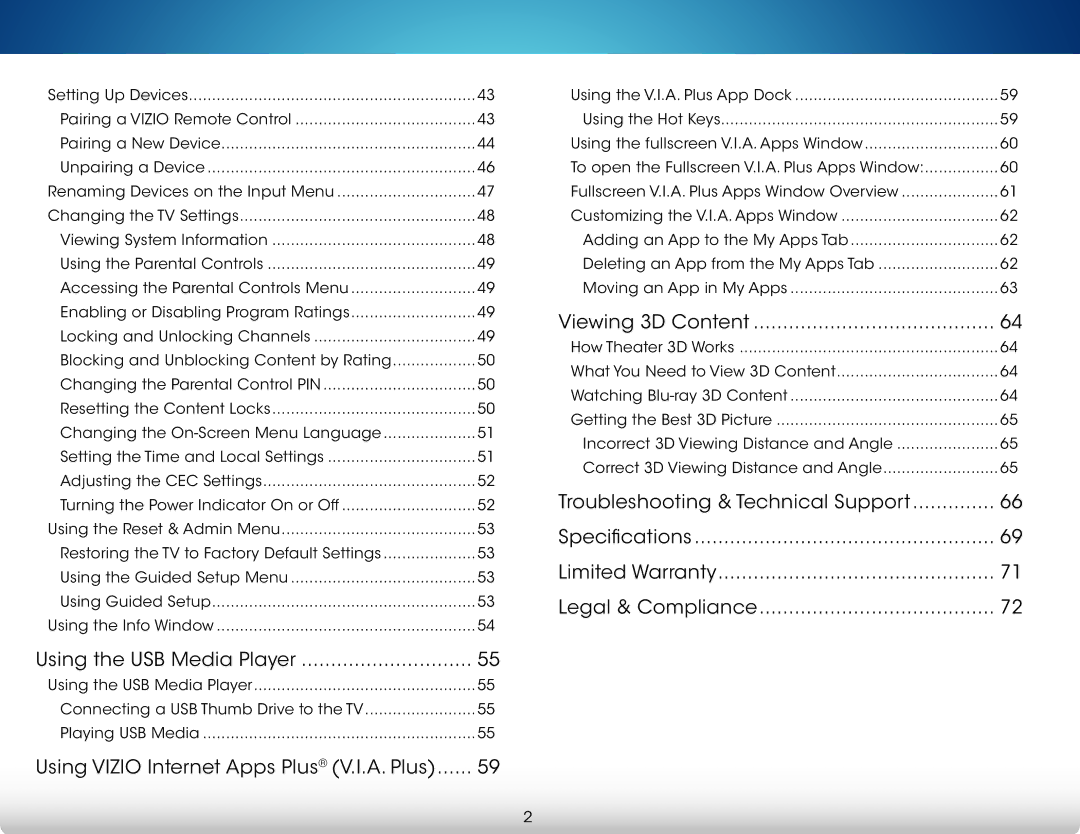 Vizio M551d-A2, M501d-A2, M651d-A2 user manual Using the USB Media Player 