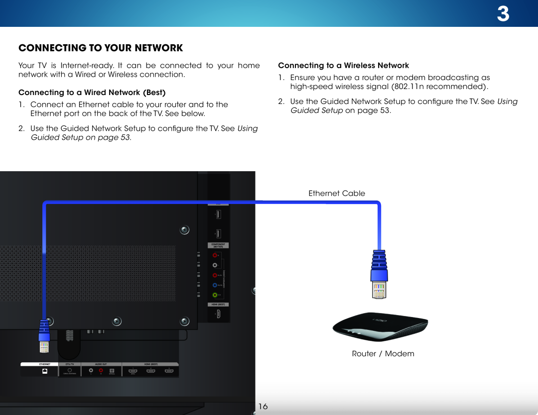 Vizio M651d-A2, M551d-A2, M501d-A2 user manual Connecting To Your Network 