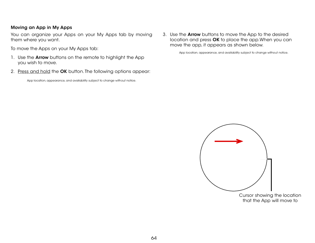 Vizio M601D-A3 user manual Cursor showing the location That the App will move to 