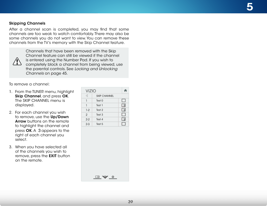 Vizio M702i-B3, M602i-B3 user manual Skip Channel 