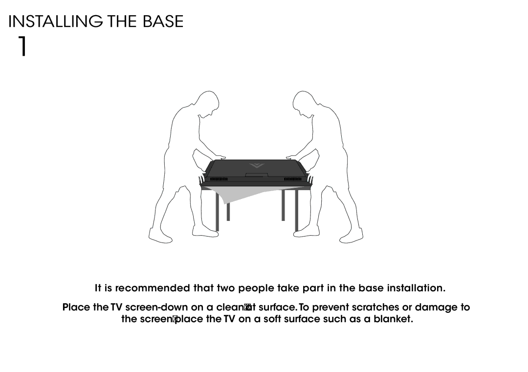 Vizio M602i-B3 quick start Installing the Base 